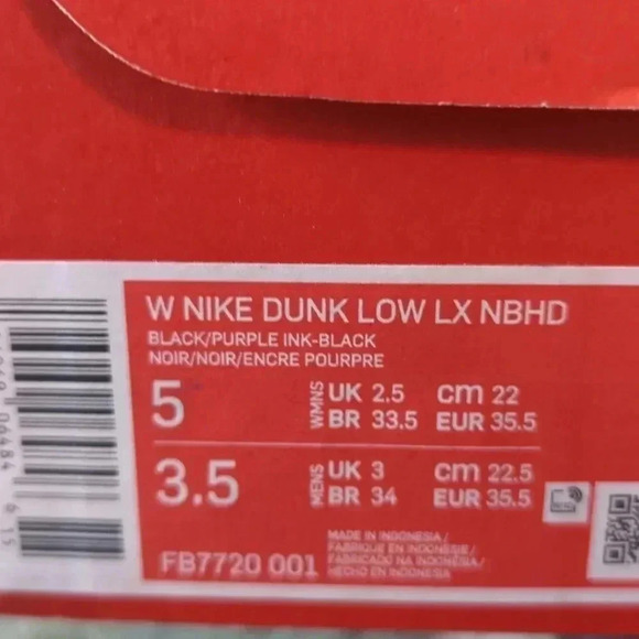 Nike Dunk Low LX Purple Ink Black W DS Brand New Size 5 woman's - Picture 5 of 5
